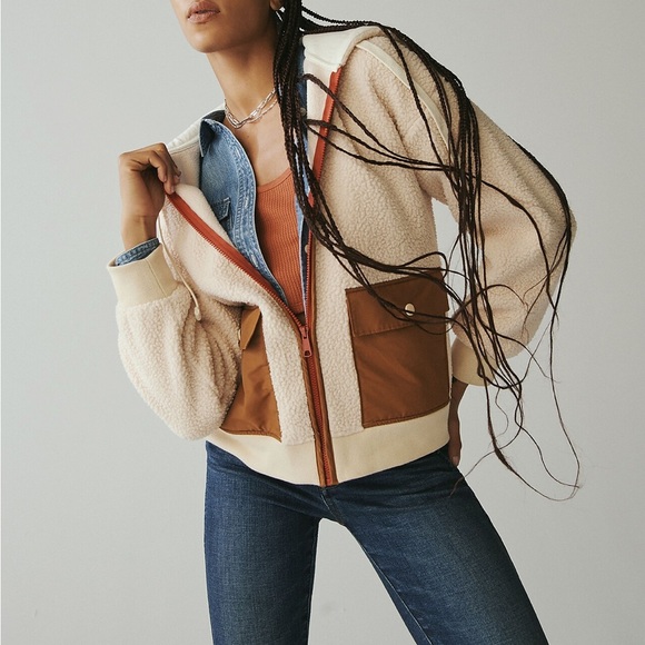 Madewell (Re)sourced Fleece Hooded Zip Jacket Size M NWD $128 NB514 - Picture 2 of 8